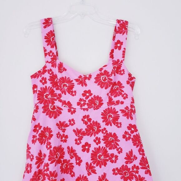 Draper James Henrietta Mini Dress Pink Dress with Red Floral Pattern Size 10 - Picture 3 of 10